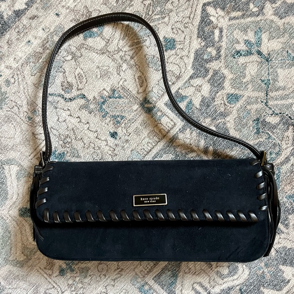 Kate Spade- Black suede over shoulder purse
